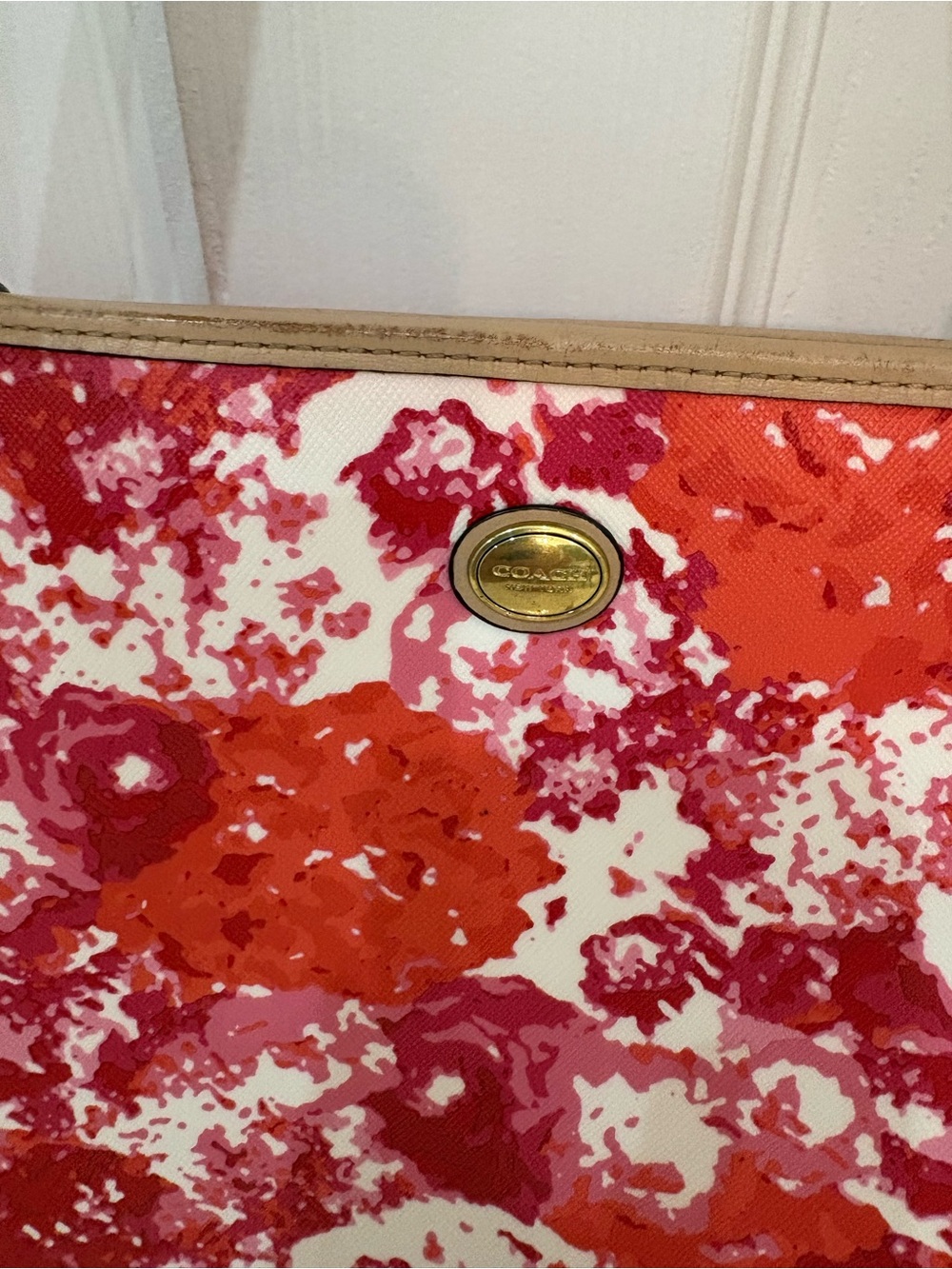 COACH Vibrant Pink/Red Floral Print Purse